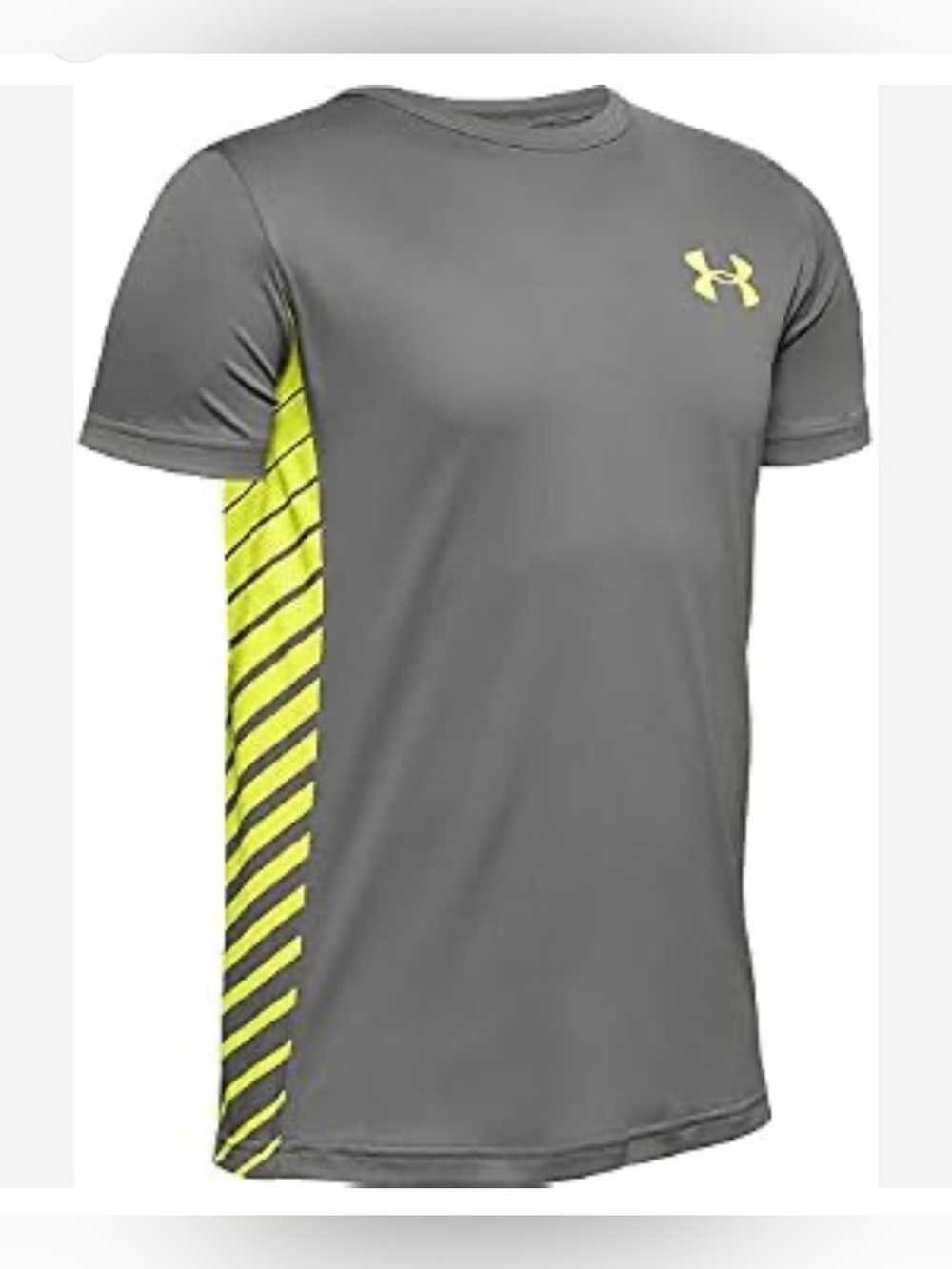 Under Armour Boys T-shirt in Gray and Neon Yellow| Size: M 10/12